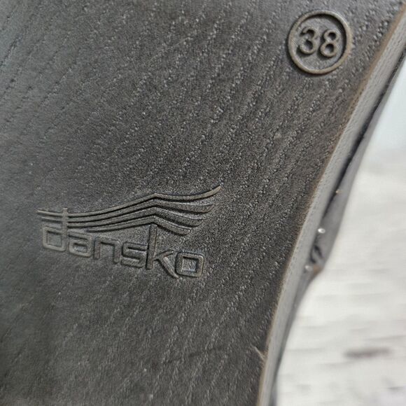 DANSKO Sassy Black Milled Burnished Leather Platform Block Heel Shoes 38 / 7.5-8 - Picture 7 of 7